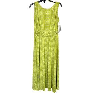 Perceptions New York Lime White Sleeveless A-Line Dress Long Midi NWT Womens